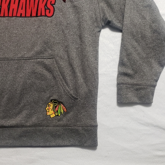 NHL Offical Licensed Gray Chicago Blackhawks Hockey Long Sleeve Hoodie Men's XL - Picture 2 of 16